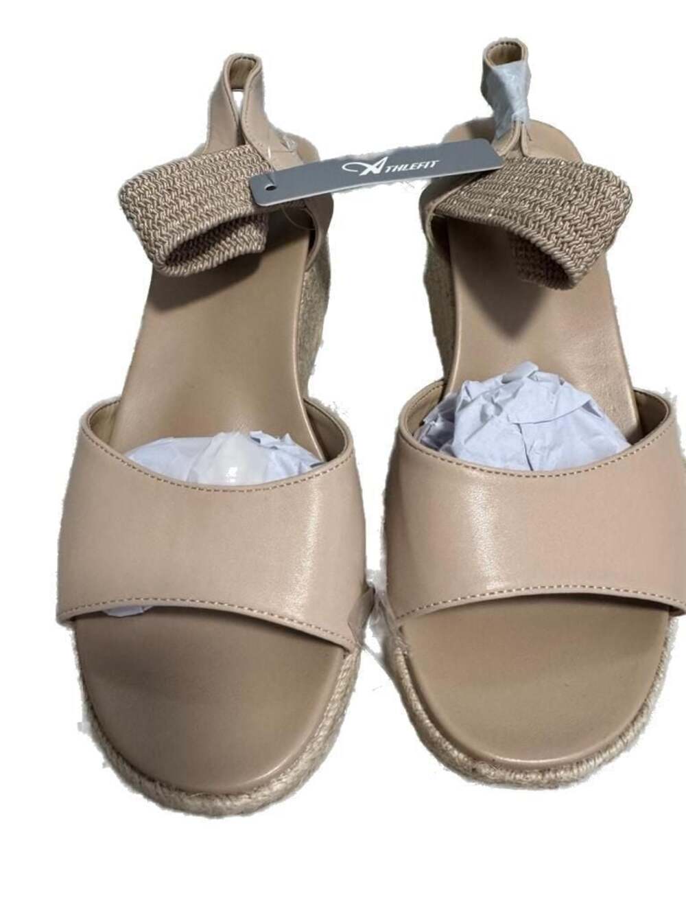 Athlefit Women's Espadrille Wedge Sandals, Nude, Size 9